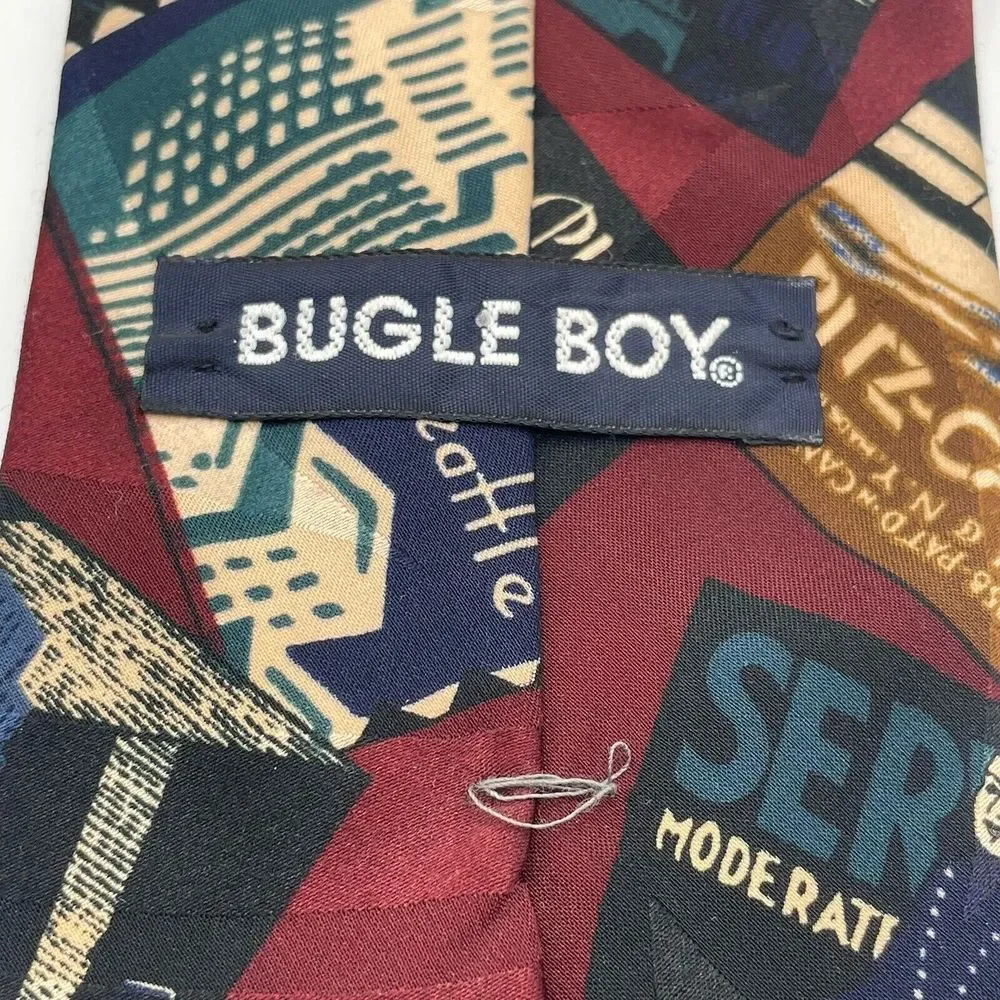 Vtg Bugle Boy Mens Tie Art Deco Ritz Carlton Roosevelt Hotel 3 3/4